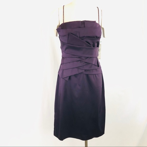 RALPH LAUREN Cocktail Dress Purple Size 14 NWT Sateen - Picture 1 of 10